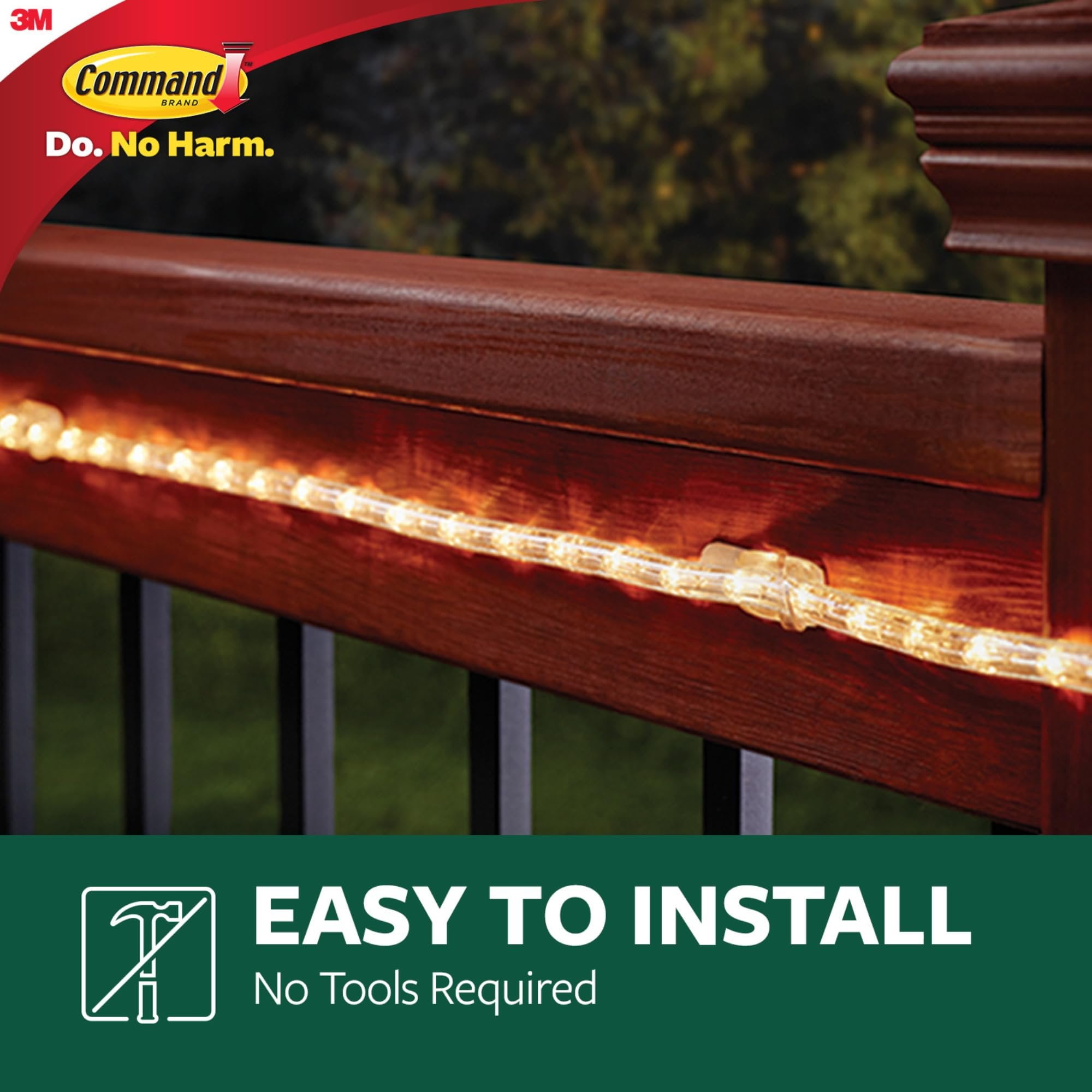 Command Outdoor Rope Light Clips [Removable]: 12-Pack Clear [12-Sets] — Residential Use, Standard Application