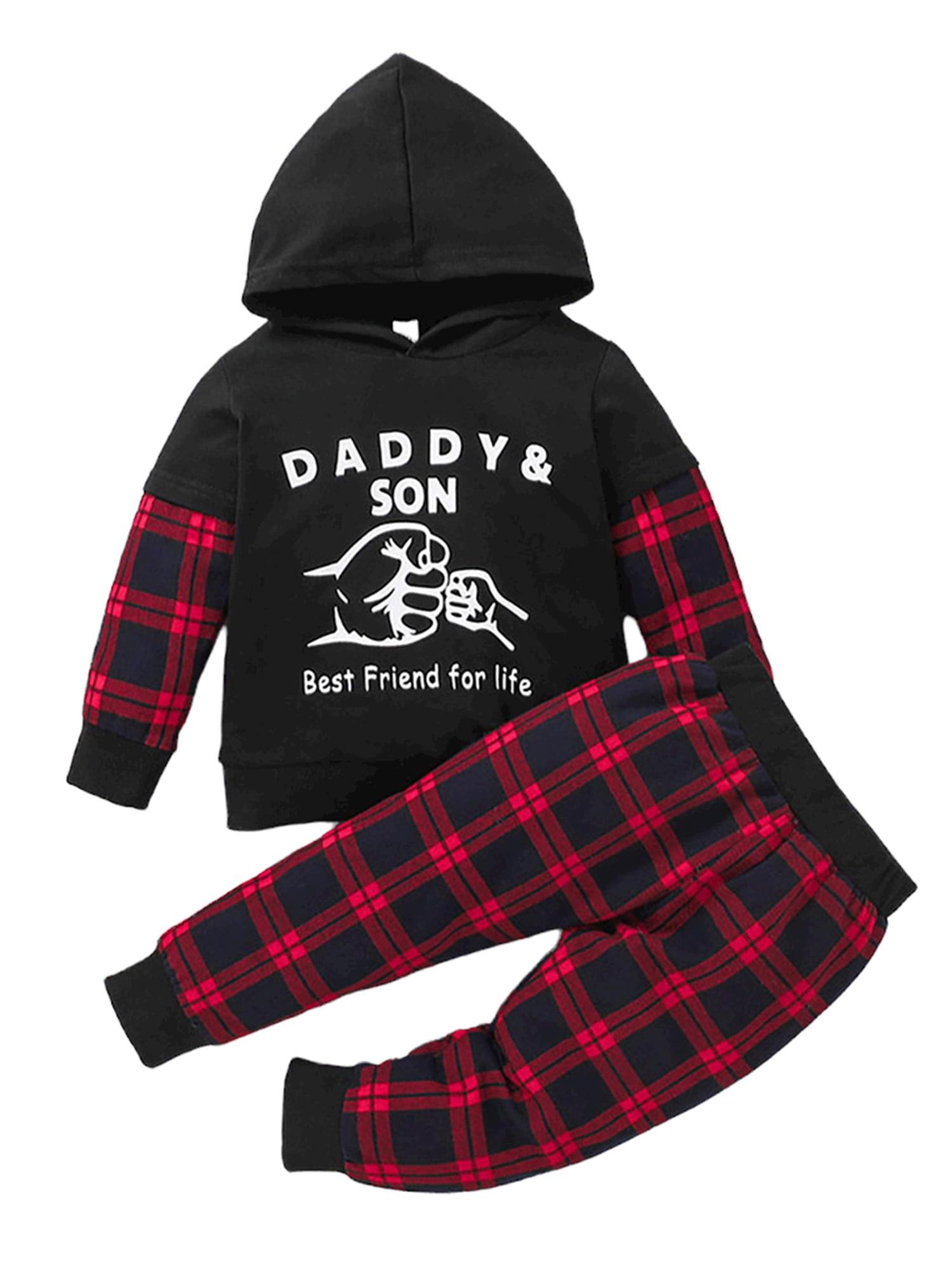 LAPAKIDS Baby Boy Clothes Fall Winter Outfits for Toddler Boy Hoodie Sweatshirts & Plaid Pants