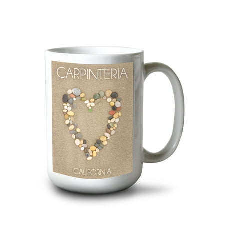 

15 fl oz Ceramic Mug Carpinteria California Stone Heart on Sand Dishwasher & Microwave Safe
