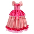 thumbnail image 4 of IBTOM CASTLE Princess Peach Costume for Girls Kids Halloween Birthday Party Dress up Cosplay Outfit with Accessories Crown Wand 10-12 Years Dark Pink, 4 of 7