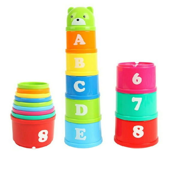 Miangastore Stack Up Cups For Bath - Stacker Alphabet Math Building Cups Size Recognition Puzzle Nesting Sorting Cups Bathtub Stacking Cups Letter Set Of Cups