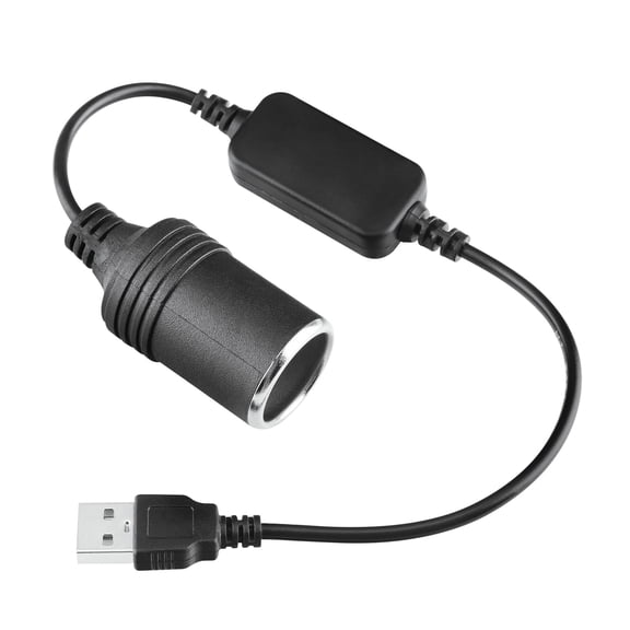 PGENDAR USB to Cigarette Lighter Adapter, 5V to 12V 1A Car Charger Converter with 30cm Cable for Driving Recorder, Dash Camera, GPS and More (Black)