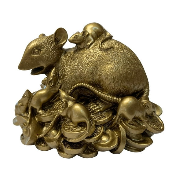 Mom & Kids Golden Feng Shui Rats for Year of Rat