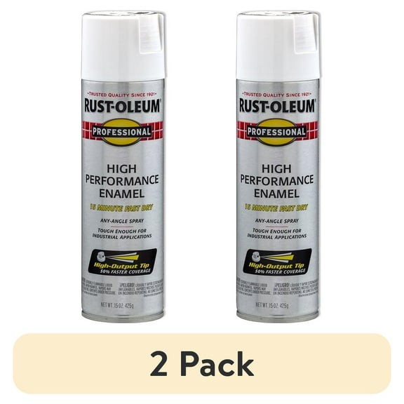 (12 pack) 6 Pack, White, Rust-Oleum Professional High Performance Flat Enamel Spray Paint-7590838, 15 oz