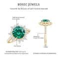 thumbnail image 5 of Rosec Jewels Certified Lab Grown Emerald Cocktail Ring with Halo - 8 mm - 2 Carat - AAAA Grade - Emerald Moissanite Ring for Women, 18K Yellow Gold, US 3.50, 5 of 8