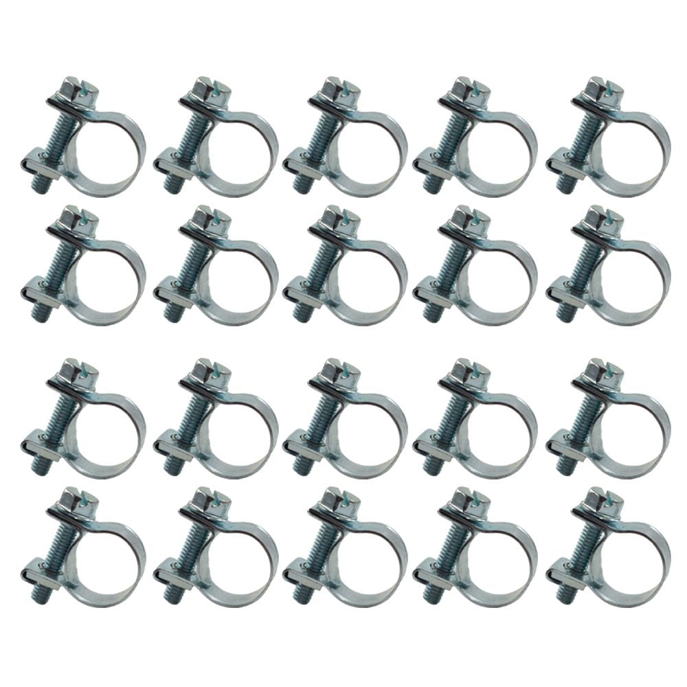 20Pcs 1/4" Hose Clamp Adjustable Pipe Tube Clamps 304 Stainless Steel