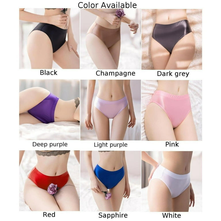 Lady Oiled Shiny Panties Briefs High Waist Underwear Lingerie Sexy