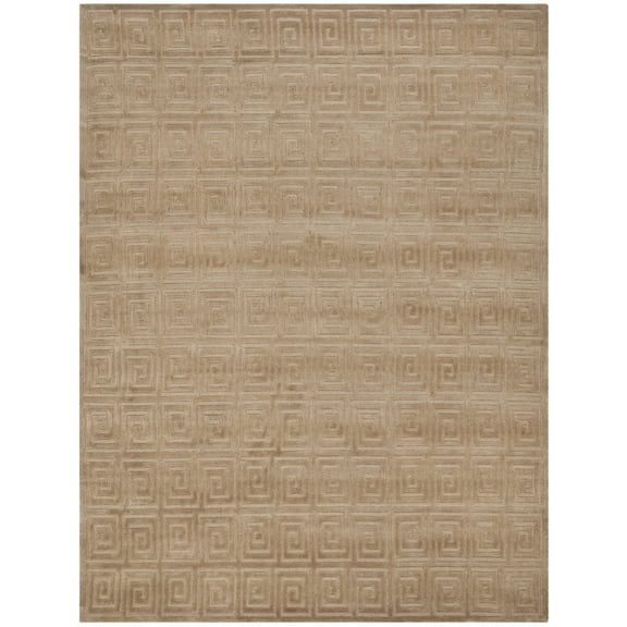 SAFAVIEH Tibetan Lloyd Geometric Wool Area Rug, Camel, 6' x 9'