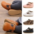 thumbnail image 3 of Baby Girl Mary Jane Flats Infant Moccassions Toddler Wedding Princess Dress Shoes(12-18 Months,Brown), 3 of 6