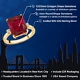 thumbnail image 2 of Gem Stone King 18K Yellow Gold Plated Silver 12X10MM Red Created Ruby and 2MM White Lab Grown Diamond 3 Stone Engagement Ring for Women | 5.78 Cttw | Gemstone July Birthstone | Size 6, 2 of 6