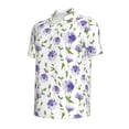 thumbnail image 2 of Xecao Purple Chicory for Mens' Casual Short Sleeve Button-Down Polo Shirts for a Classic Golf Look, 2 of 9