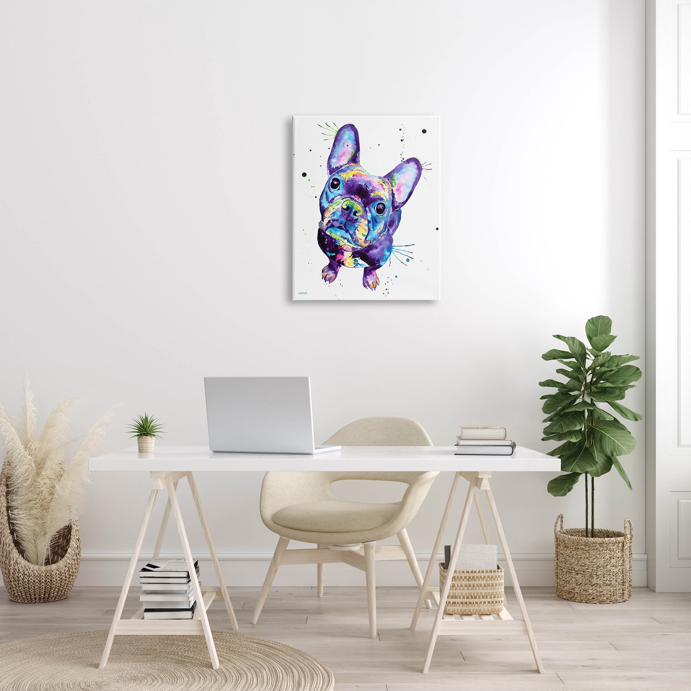 French Bulldog Purple Hued Dog Animals & Insects Graphic Art Gallery Wrapped Canvas Print Wall Art