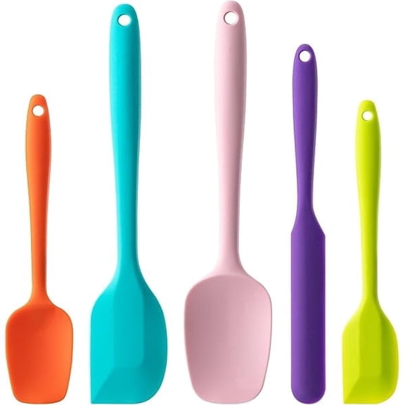 Silicone Spatula Set, 5 Piece Rubber Spatulas for Baking, Cooking, and Mixing High Heat Resistant Non Stick Dishwasher reliable BPA-Free (Multicolor)