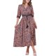 thumbnail image 1 of INSPIRE CHIC Vestido Maxi Boho para Mujeres, Vestido Floral Largo de Verano con Mangas 3/4, Color Marrón, 1 of 6