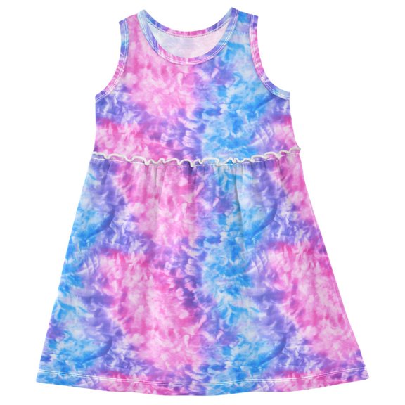 joogoo Girls Sleeveless Dress Abstract Watercolor Tie Dye-a2 Stylish Dresses 4T