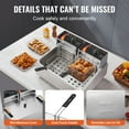 thumbnail image 3 of KFFKFF Electric Deep Fryer for Commercial Use, 3000W, with Triple Baskets, 18Qt/17L Capacity, Stainless Steel, Countertop Design, Ideal for Restaurants and Kitchens, Silver, 3 of 9