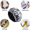 thumbnail image 5 of Shower Cap for Women Reusable Waterproof Luxury Silk Lined Shower Cap Washable & Adjustable Extra Large Satin Lined Shower Cap for Long Hair Gray, 5 of 5