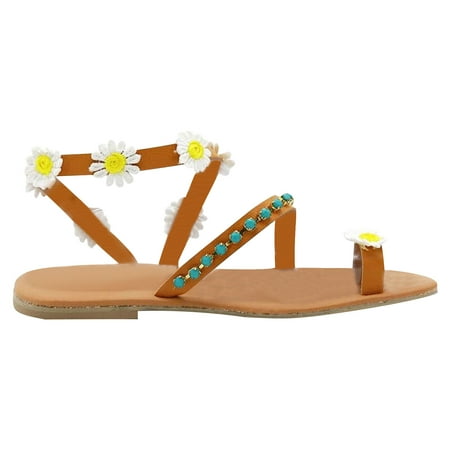 

FY24 Shoe Event WJSXC Summer Sandals Women Clearance! Summer New Style Casual Fashion Flower Women s Slip-on Roman Flat Sandals Brown 36