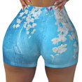 thumbnail image 2 of Fuzoiu Hanging Orchids Floral Blue Print Women's Workout Shorts,Workout Biker Shorts Women,Exercise Fitness Shorts,Scrunch Short, Athletic Shorts for Gym Yoga Running Sport Active-Medium, 2 of 8