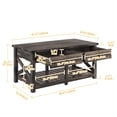 thumbnail image 5 of DWVO Vintage Coffee Tables with 2 Drawers, Living Room Center Table with Shelf, Rustic Oak, 5 of 5