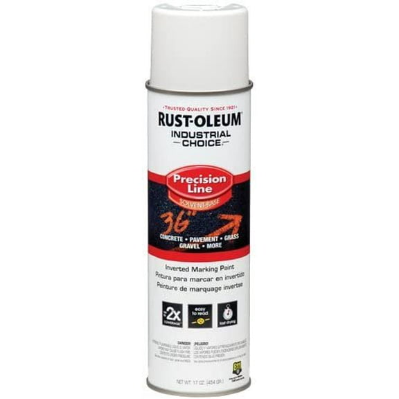 Rust-Oleum Industrial Choice Inverted Marking Paint - Durable, Matte, Fast Dry - 17 oz, White