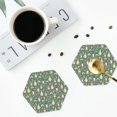 thumbnail image 4 of Honeii Mushrooms And Rainbows Print Leather Coaster Set of 4, Ideal for Safeguarding Your Furniture from Drinks Spills and Effortless Cleanup-Hexagon, 4 of 6