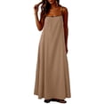 thumbnail image 5 of Women Holiday Dresses Ndbuld Ladies' Casual And Fashionable Solid Color Sleeveless Camisole Dress Khaki S, 5 of 6