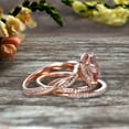 thumbnail image 4 of Trio Set 2 Carat Cushion Cut Morganite 10k Rose Gold Wedding Set Bridal Ring Infinity Stacking Matching Band Art Deco, 4 of 5