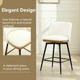thumbnail image 5 of Swivel Counter Height Bar Stools Set of 3, 26" Upholstered Linen Fabric Bar Stools with Back, Wood Trim, Upholstered Counter Chairs for Kitchen Island, Chenille White, 5 of 17