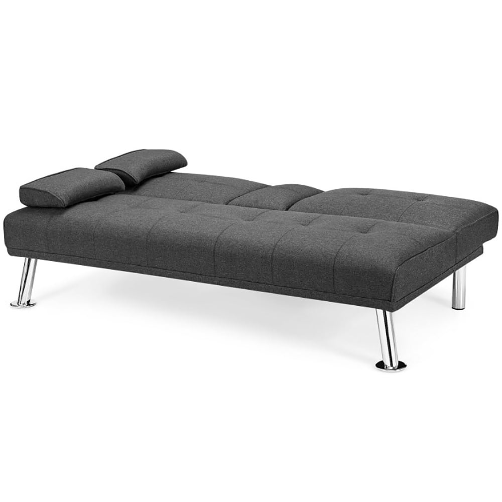Finihen Fold Sofa Bed Couch, Futon Sleeper Chair Guest Bed and Fold Out Couch, Convertible Folding Futon Sofa Bed Fabric with 2 Cup Holders, for Living Room, Bedroom, Dark Gray Finihen Fold Sofa Bed Couch, Futon Sleeper Chair Guest Bed and Fold Out Couch, Convertible Folding Futon Sofa Bed Fabric with 2 Cup Holders, for Living Room, Bedroom, Dark Gray