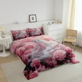 thumbnail image 3 of Manfei Halloween Ghost Comforter Sets Queen Size,Pink Rose Bedding Queen Comforter Set,Dreamy Princess Comforters & Duvets,Super Cozy Girls Bedroom Decor,Reversible,3 Pieces, 3 of 8