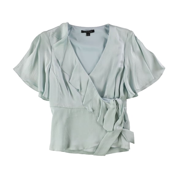 Blusa cruzada de imitación con volantes Nanette Lepore Mujer Azul 4