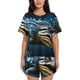 thumbnail image 1 of Fotbe Starry Sky Colorful Crocodile Conjunto de Pijama Estampado para Mujer, 2 Piezas, Ropa de Dormir con Camiseta de Manga Corta y Shorts Suaves-Medium, 1 of 6