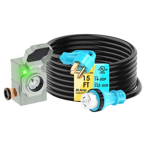 Kit combinado de cable de generador y caja de entrada de alimentación 50 A con certificación UL