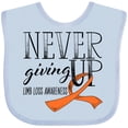 thumbnail image 3 of Inktastic Never Giving Up Limb Loss Awareness Orange Ribbon Boys or Girls Baby Bib, 3 of 4