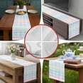 thumbnail image 6 of Blue Pink Plaid Short Table Runner 36 Inches Long,Pastel Green White Buffalo Patchwork Cotton Linen Table Runners Dresser Scarves,Tabletop Scarf Furniture Cover for Home Dinner Party Decor 13"x36", 6 of 8