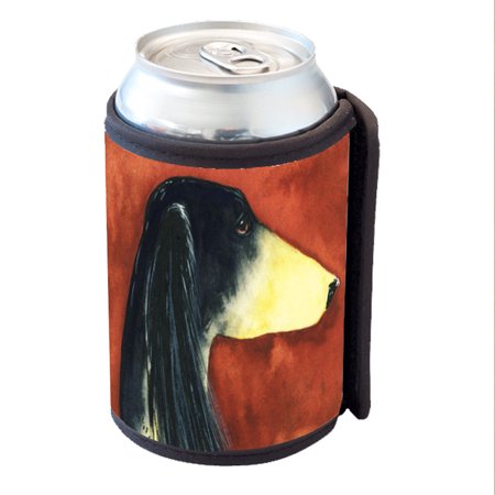 KuzmarK Insulated Drink Can Cooler Hugger - Black & Tan Saluki Sighthound Dog Art by Denise Every