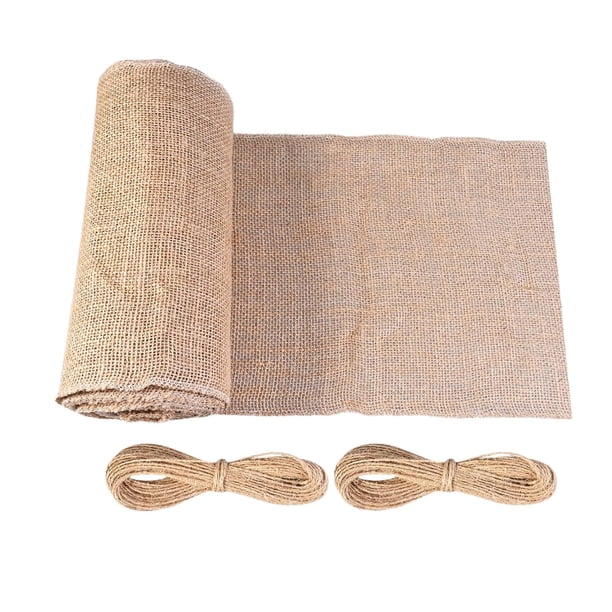 Mantel arpillera tejido suelto con bordes rematados y mesa yute y arpillera 10 m para paisajismo, fiestas, bodas hogar.