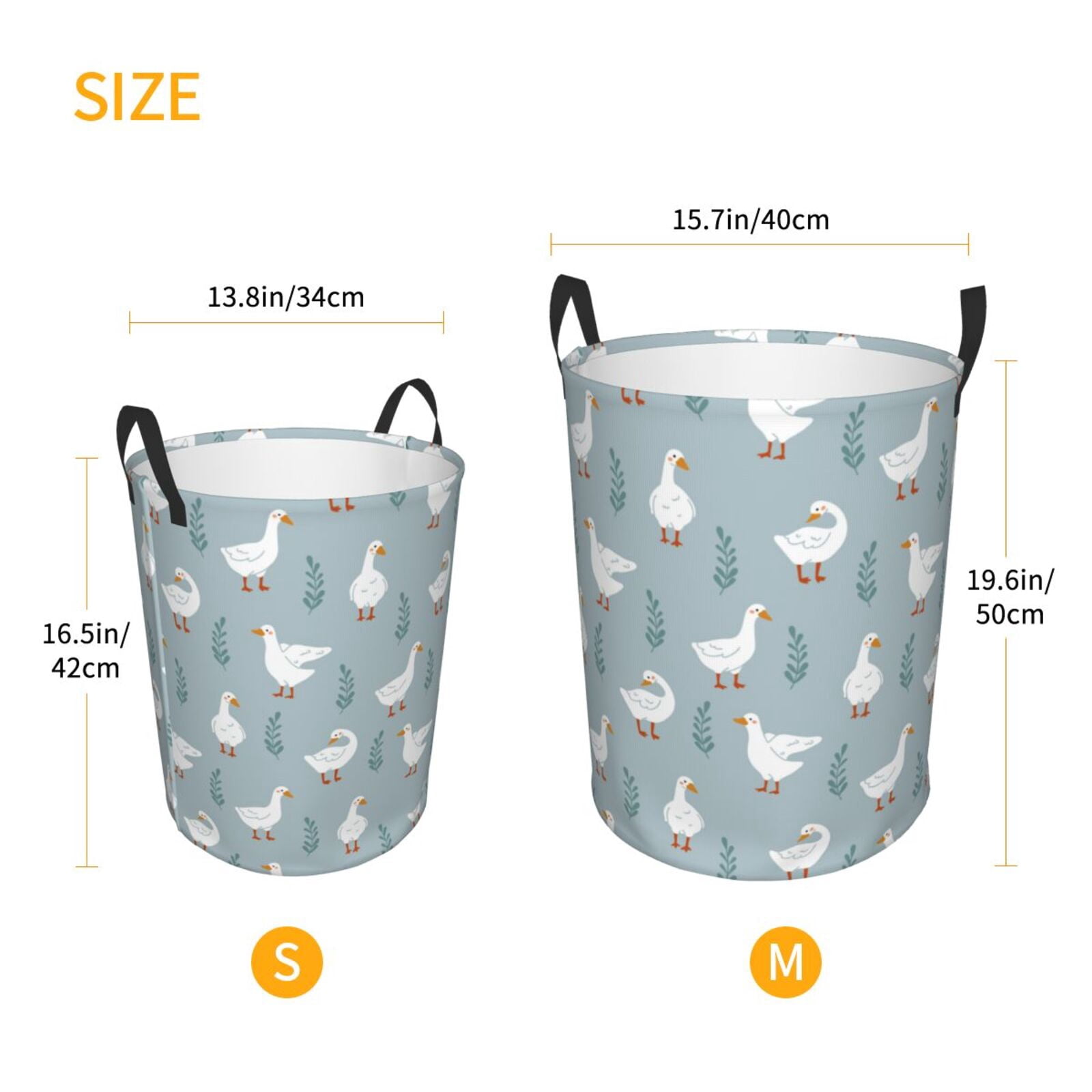Large Laundry Basket with Handles - Rustic Cute Duck Kids Baby Dirty Clothes Laundry Hamper for Bedroom Aesthetic