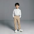 thumbnail image 4 of Kids School Pants For Boys Straight Pants With Pockets Pull On Chino Pants Stretch Pants Beige School Pants For Boys Back To School Clothes For Boys Kids Boys Clothes 9-10 Years, 4 of 5