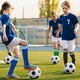 thumbnail image 3 of Nvzi 6 pares de calcetines de fútbol de rayas lisas hasta la rodilla, calcetines deportivos de tubo para niños de 6 a 12 años, color negro, 3 of 4