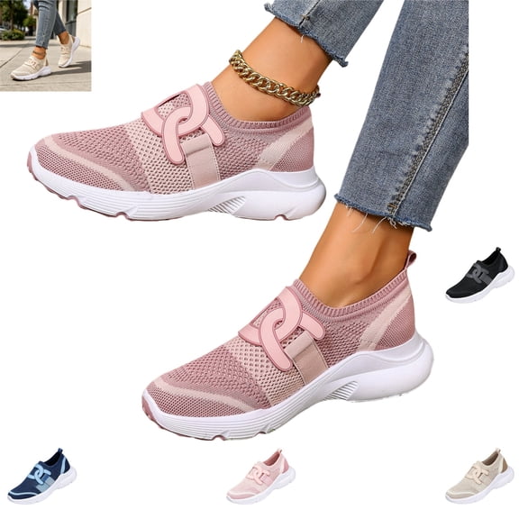 YOUYEDIAN Sneakers for Women Versatile Breathable Mesh Sport Comfy Fashion Round Toe Slip On Sneakers Casual Platform Walking Shoes