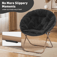 thumbnail image 6 of MoNiBloom Faux Fur Saucer Chair for Adults, Comfy Fluffy for Living Room Bedroom Dorm Apartment, with Thick Padded & Folding Metal Frame (Black), 6 of 10