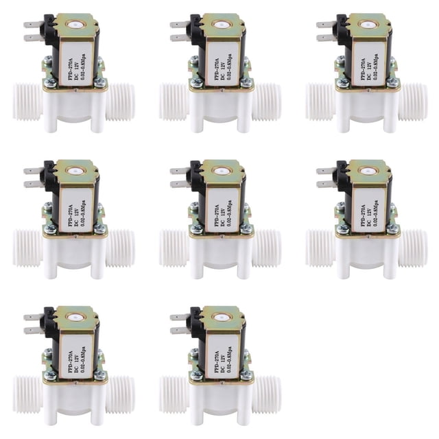 8X Dc12V N / C Válvula Solenoide de Agua Normalmente Cerrada Válvula Solenoide Eléctrica de Plástico G1 / 2 Pulgadas para Dispensador de Agua