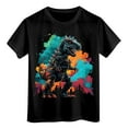 thumbnail image 5 of Gubotare Kids Shirt Boys Girls Dinosaur Graphic Dinosaur Printed T-Shirts Unisex Short Sleeve Summer tees Size 9-10 Years (Black,9-10 Years), 5 of 5