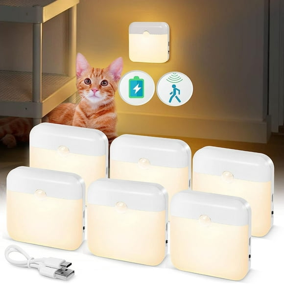XIHAMA USB Rechargeable Battery Night Light Indoor,Stick-on Motion Sensor Puck Night Lights-No Need Plug Into Wall, Mini Motion Sensor Closet Lights for Stair Hallway Bedroom Toilet Cabinet