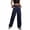 Dark Blue, variant on cocolona Womens Casual High Waist Cargo Pants Elastic Waist Straight Wide Leg Street Travel Pants with Pockets