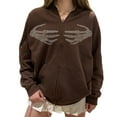thumbnail image 1 of xiaxaixu Femmes Automne Sweat à Capuche, Strass à Capuche à Manches Longues Veste Zippée, 1 of 5