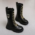 thumbnail image 4 of Kids Mid Calf Boots,Mid Calf Boots for Kids - Modern Tall Fashion Boots with Clean Structured Upper,Round Toe and Side Zipper Mid Shaft Boots,Mid Shaft Dress Boots,Casual Footwear for Autumn Winter, 4 of 4