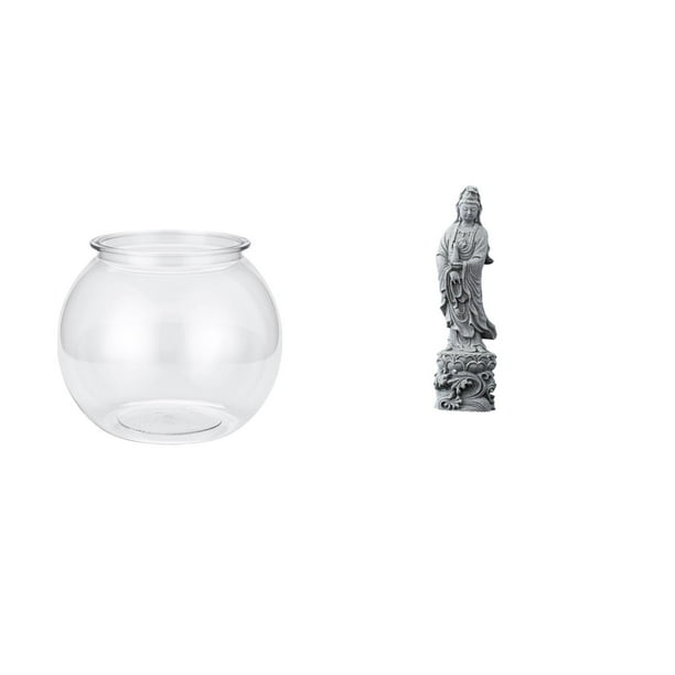 Jarrón Transparente Pequeño Para Pecera, Adorno De Mesa Para Oficina, Hogar, Plantas Con Estatua De Guan Yin, Piedra Feng Shui, Decoración Budista Coleccionable Para Interior Y Dormitorio.